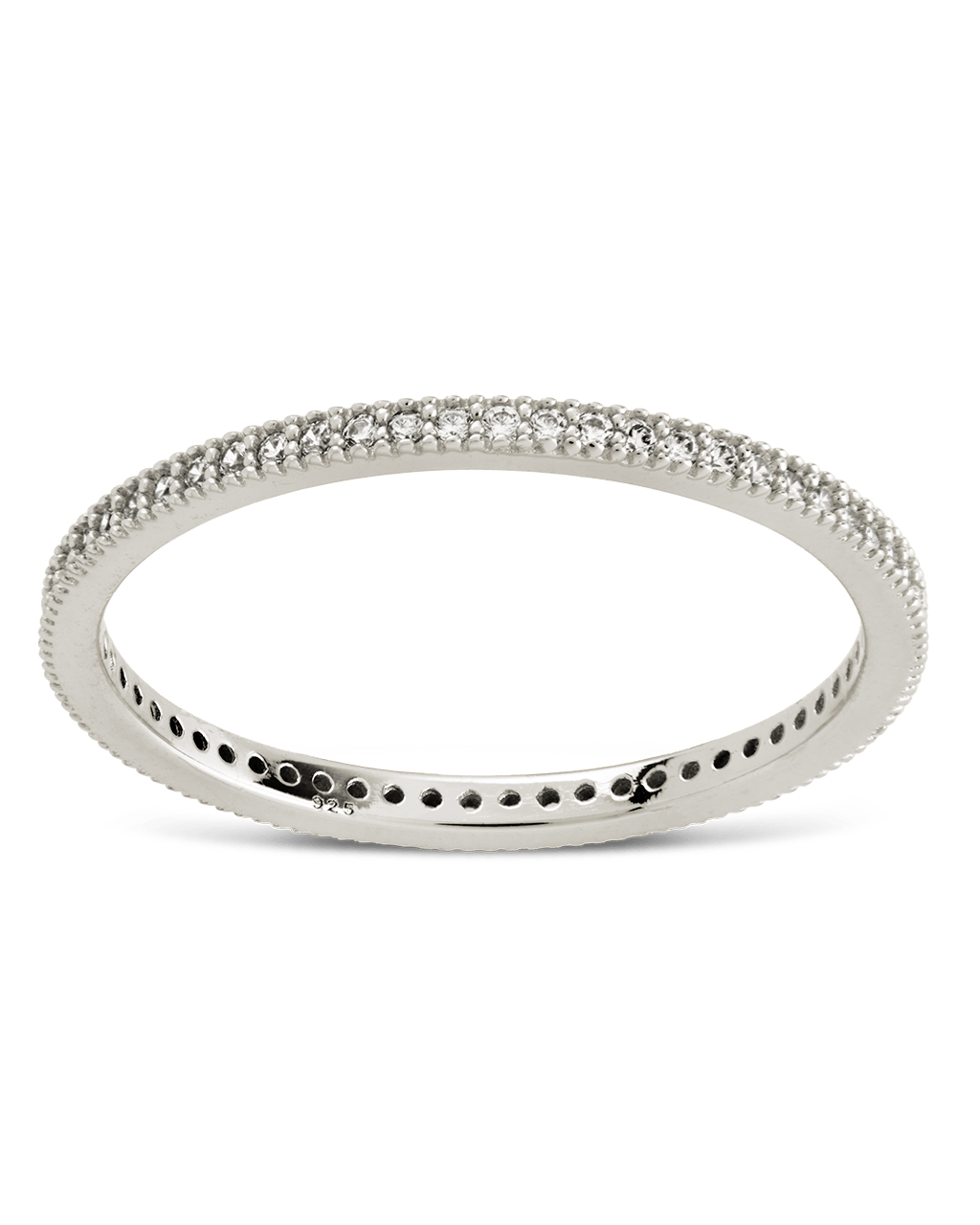 Sterling Silver 1.5mm Thin CZ Band Ring