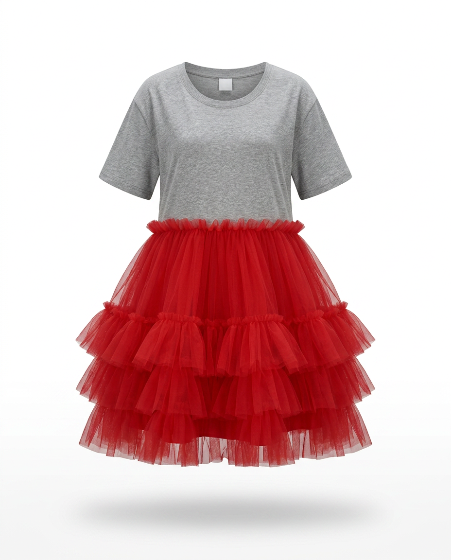Radiant Mesh Ruffle Mini Dress