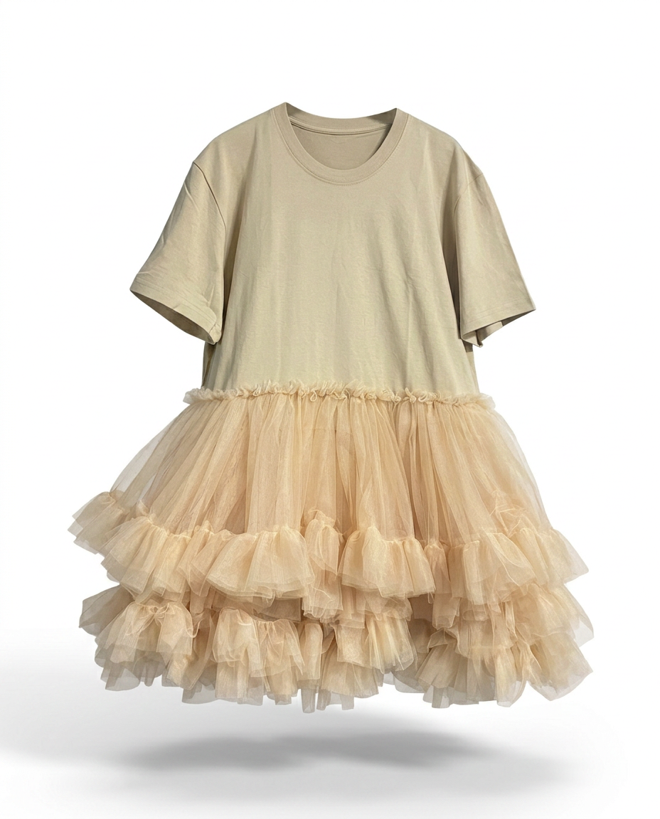 Radiant Mesh Ruffle Mini Dress