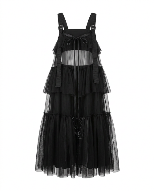 Boundless Mesh Tiered Maxi Dress